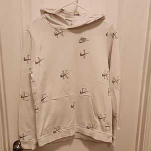 Nike Kids  White and Gray Hoodie Sweater